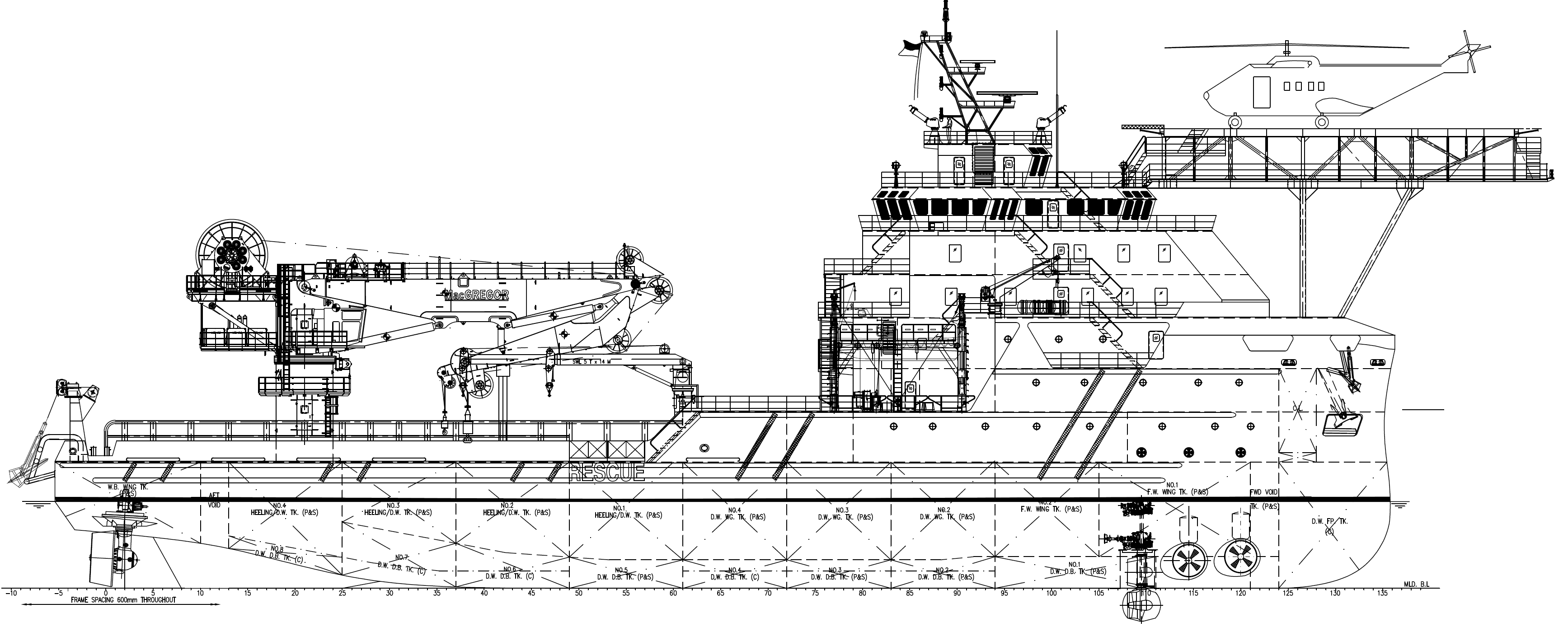 85m Diesel-Electrical Driven Subsea Support / Maintenance Vessel